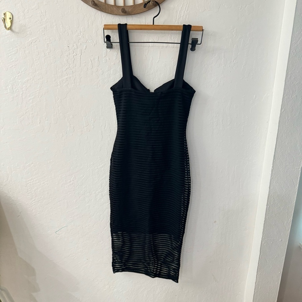 Good American V Neck Gold Studs Mesh Midi Dress Size 1 - Picture 3 of 8